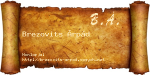 Brezovits Árpád névjegykártya